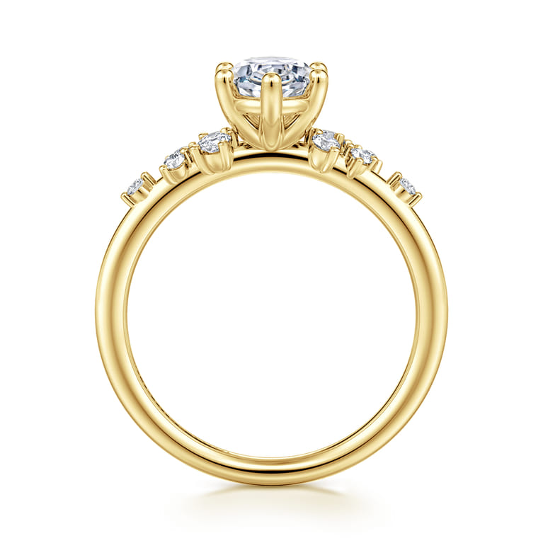 Reena - 14K Yellow Gold Oval Diamond Engagement Ring - 0.18 ct - Shot 2