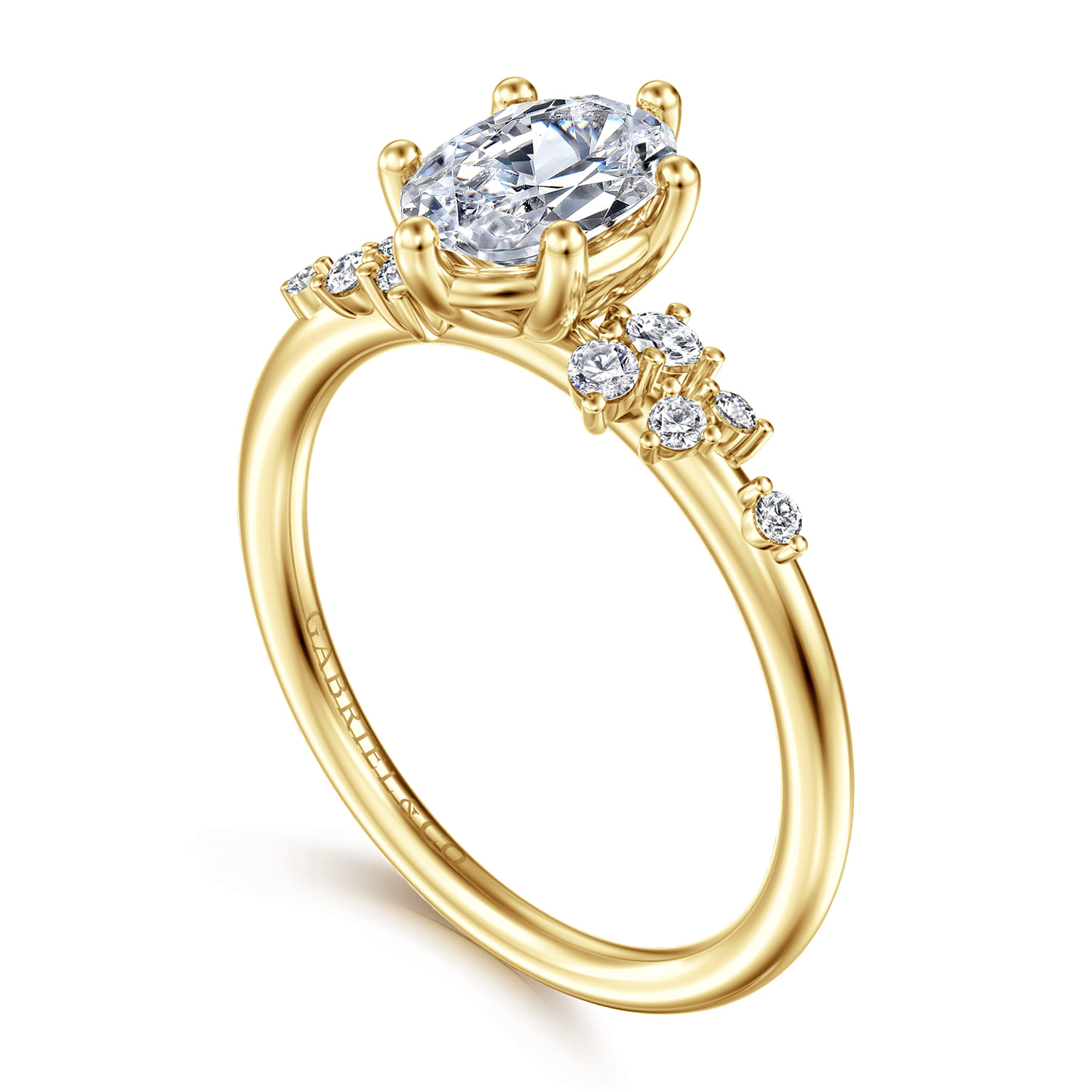 Reena - 14K Yellow Gold Oval Diamond Engagement Ring - 0.18 ct - Shot 3