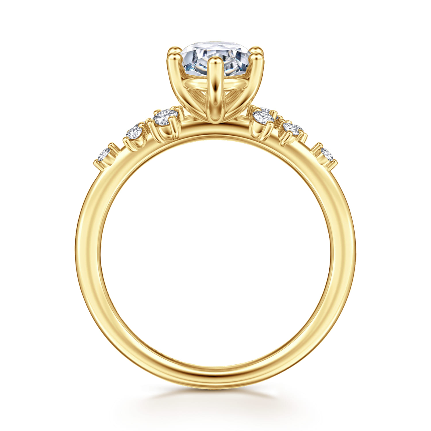 Reena - 14K Yellow Gold Oval Diamond Engagement Ring - 0.18 ct - Shot 2