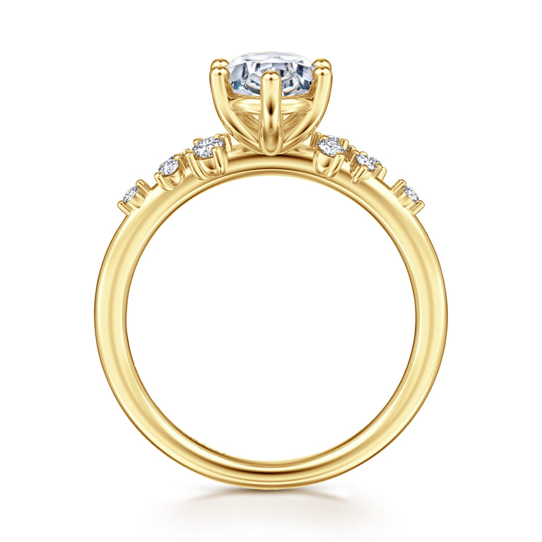 Reena - 14K Yellow Gold Oval Diamond Engagement Ring - 0.18 ct - Shot 2