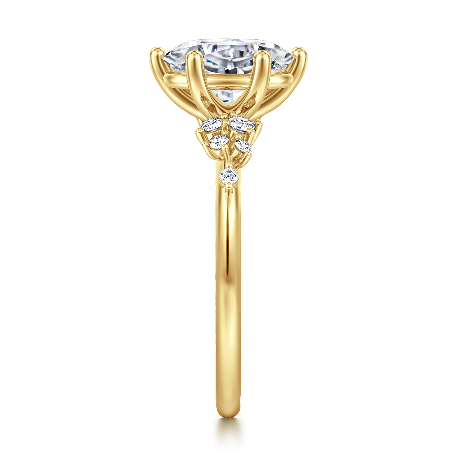 Reena - 14K Yellow Gold Oval Diamond Engagement Ring - 0.18 ct - Shot 4