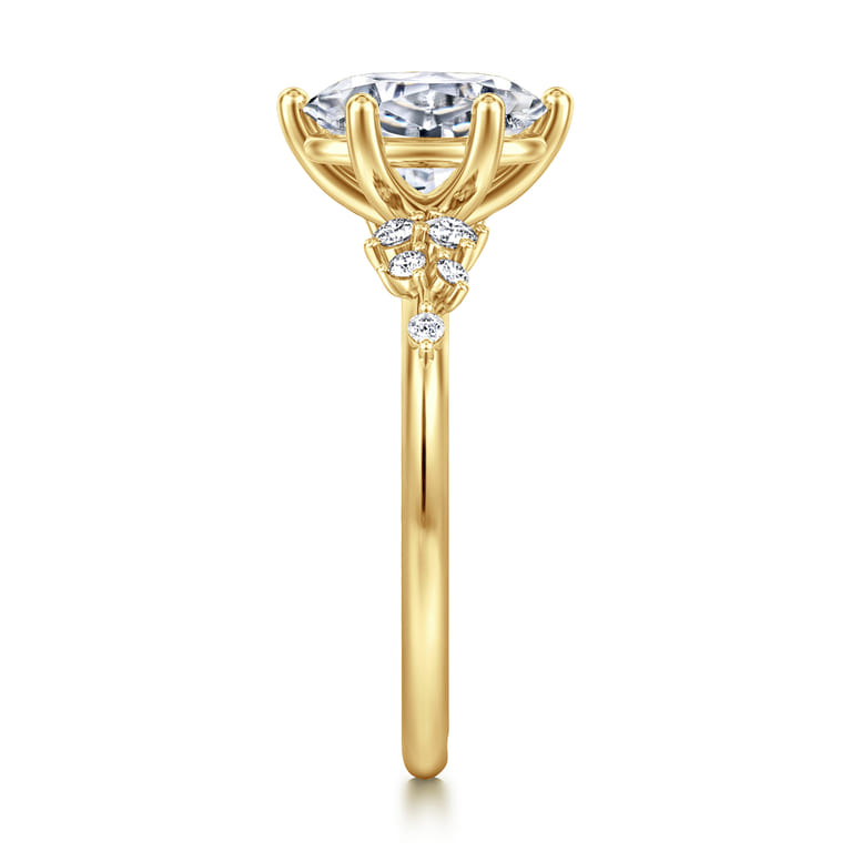 Reena - 14K Yellow Gold Oval Diamond Engagement Ring - 0.18 ct - Shot 4