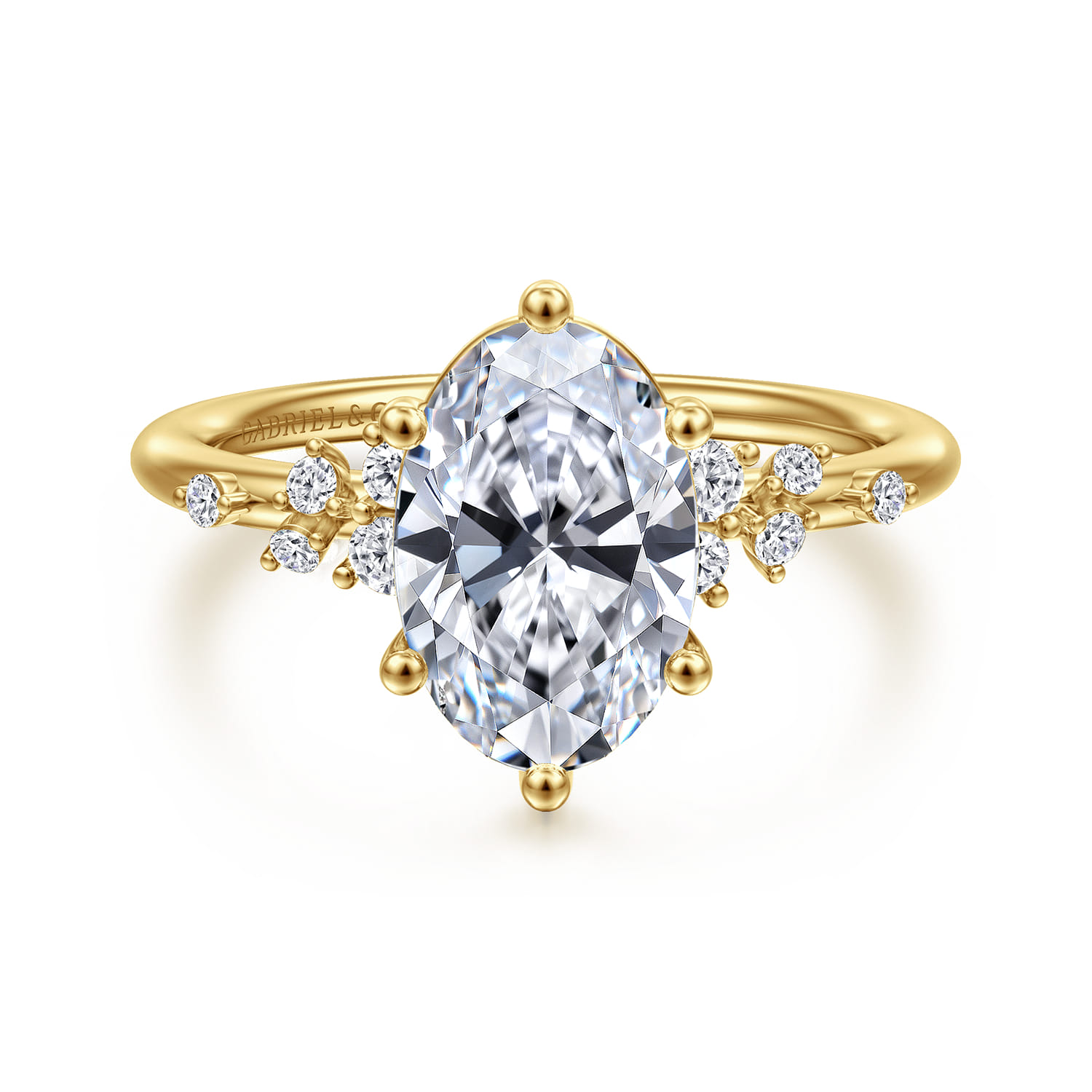Reena - 14K Yellow Gold Oval Diamond Engagement Ring - 0.18 ct - Shot 1