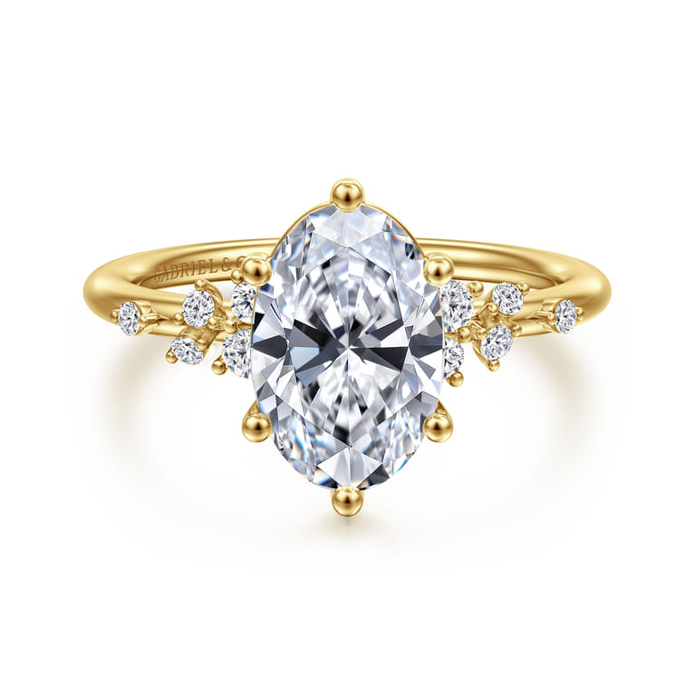 Reena - 14K Yellow Gold Oval Diamond Engagement Ring - 0.18 ct - Shot 1