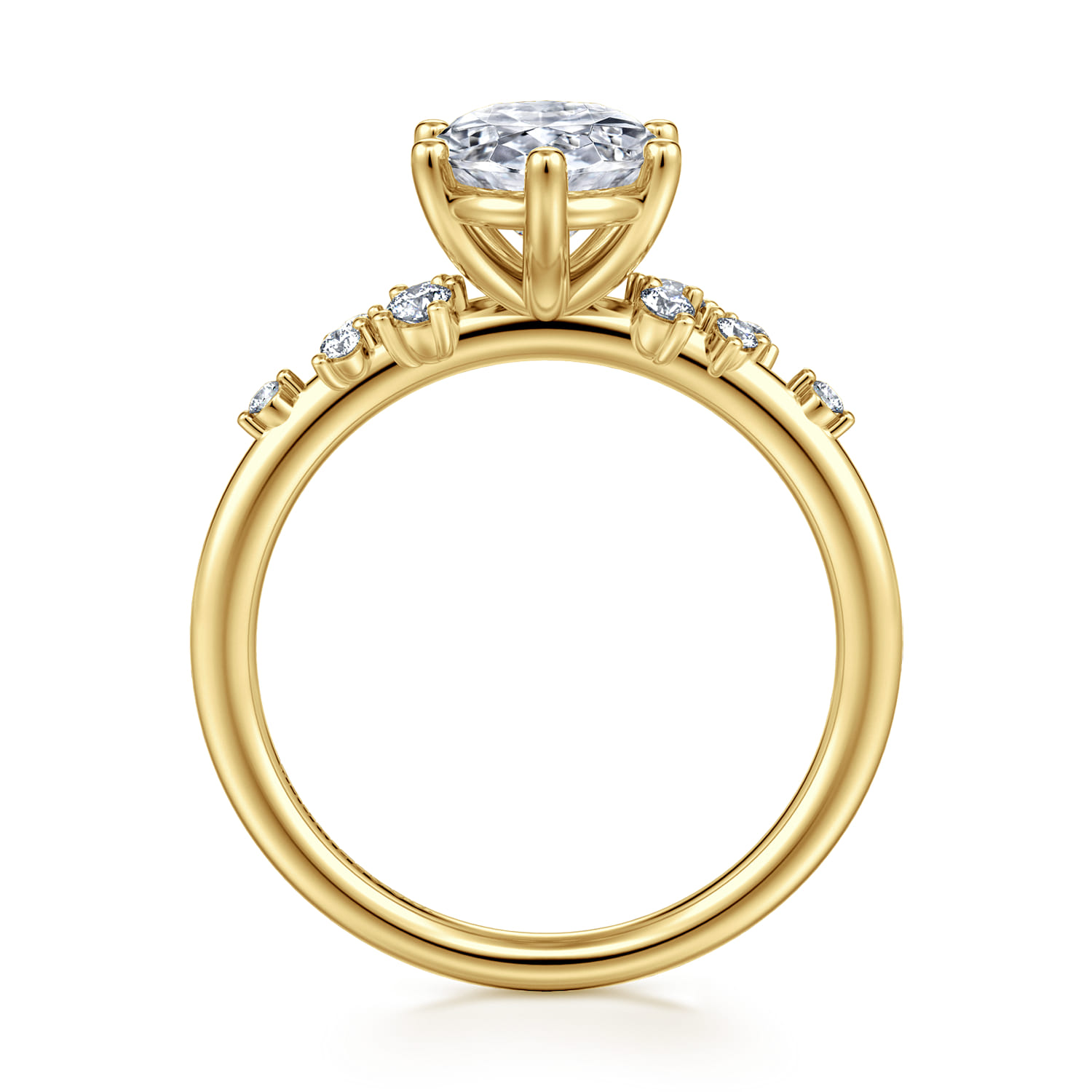 Reena - 14K Yellow Gold Oval Diamond Engagement Ring - 0.18 ct - Shot 2