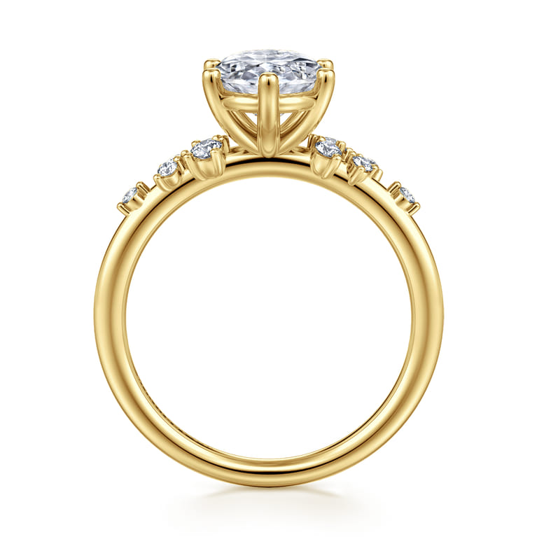 Reena - 14K Yellow Gold Oval Diamond Engagement Ring - 0.18 ct - Shot 2