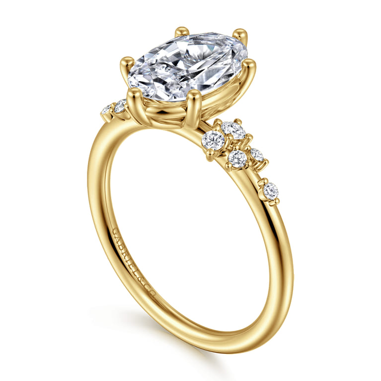 Reena - 14K Yellow Gold Oval Diamond Engagement Ring - 0.18 ct - Shot 3