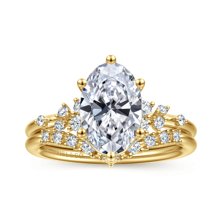 Reena - 14K Yellow Gold Oval Diamond Engagement Ring - 0.18 ct - Shot 4
