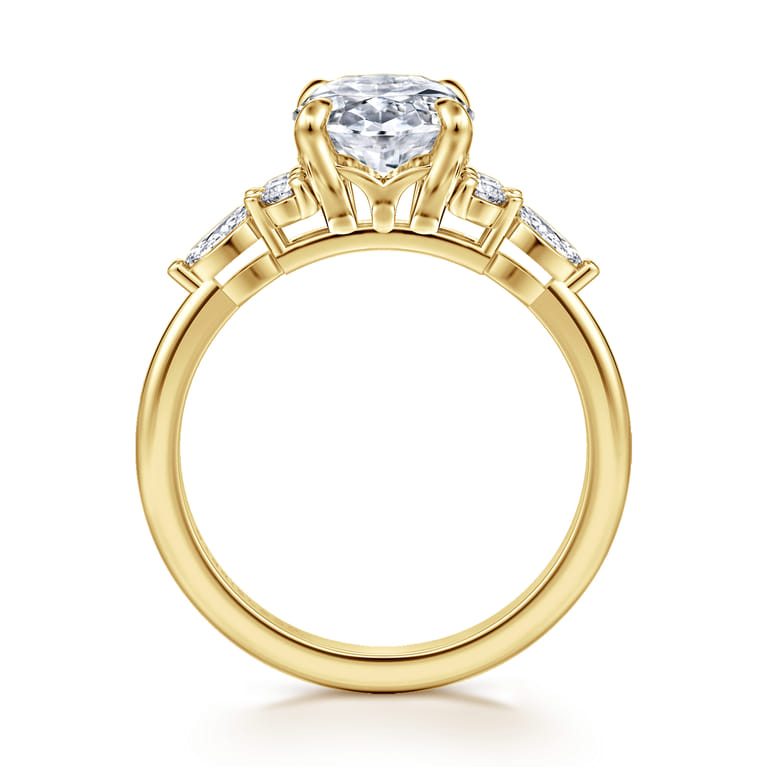 Avah - 14K Yellow Gold Oval Diamond Cluster Engagement Ring - 0.3 ct - Shot 2