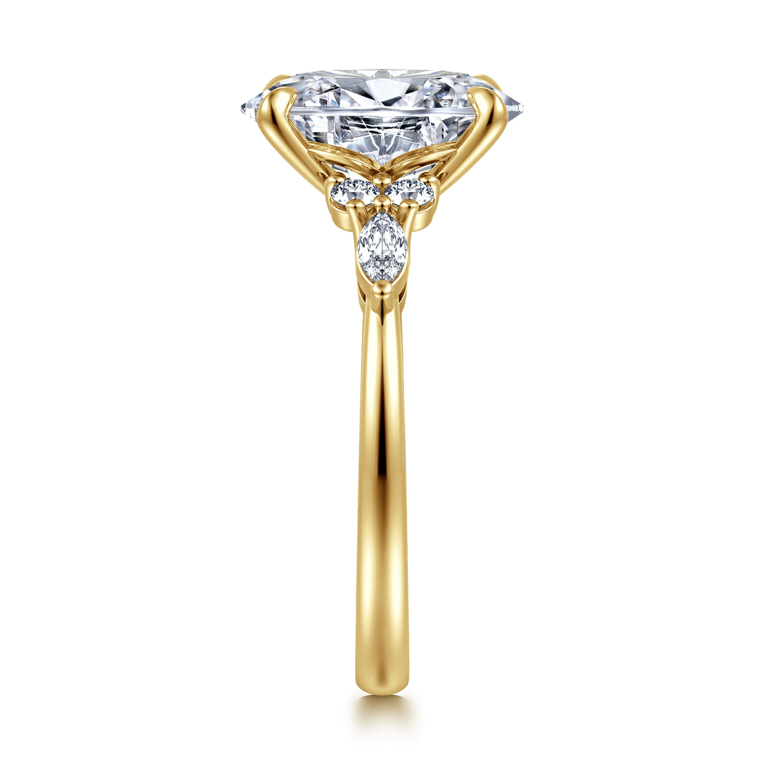 Avah - 14K Yellow Gold Oval Diamond Cluster Engagement Ring - 0.3 ct - Shot 4