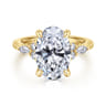 14K Yellow Gold Oval Diamond Cluster Engagement Ring - 0.28 ct
