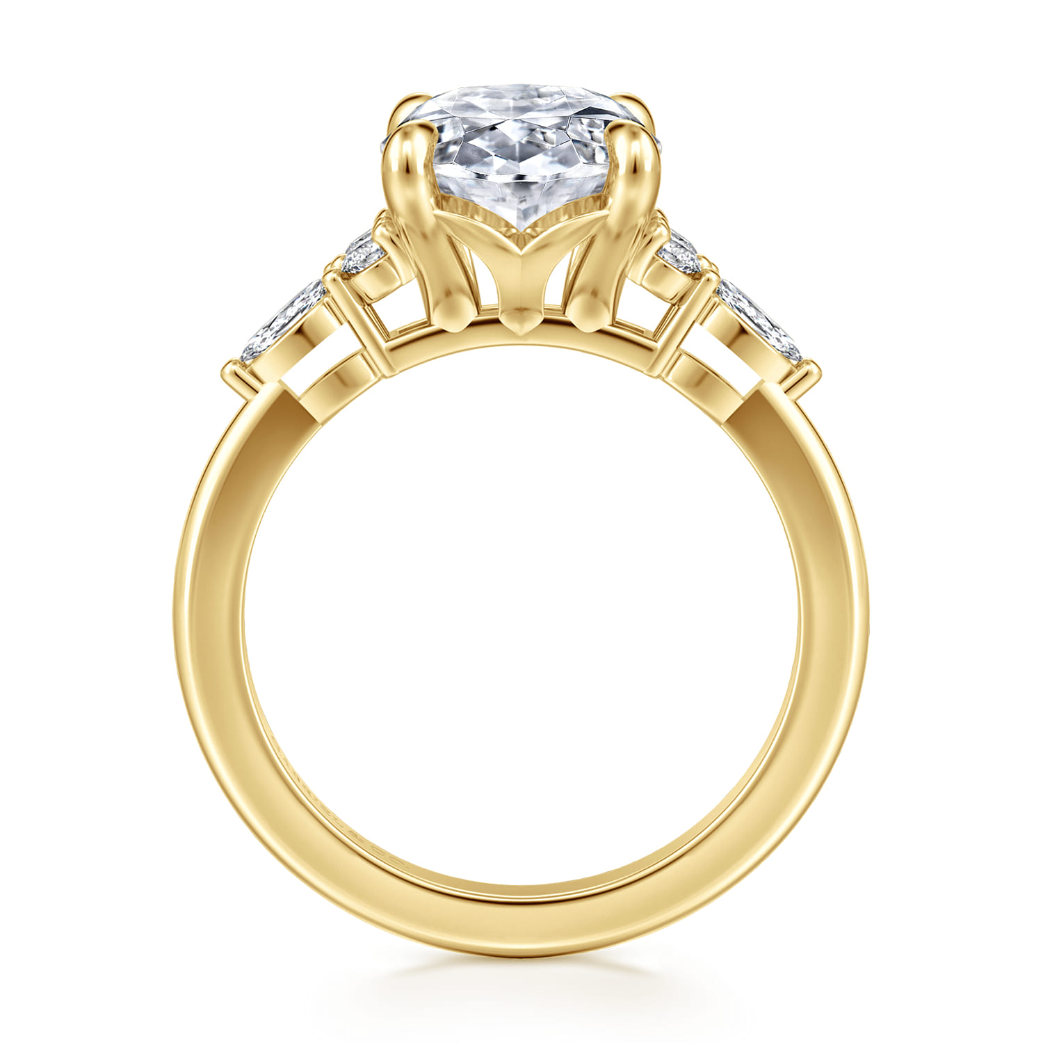 14K Yellow Gold Oval Diamond Cluster Engagement Ring - 0.28 ct - Shot 2