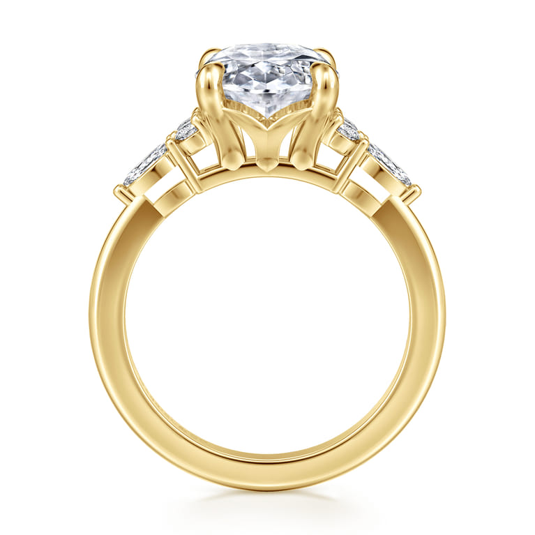 14K Yellow Gold Oval Diamond Cluster Engagement Ring - 0.28 ct - Shot 2