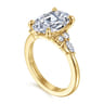 14K Yellow Gold Oval Diamond Cluster Engagement Ring - 0.28 ct