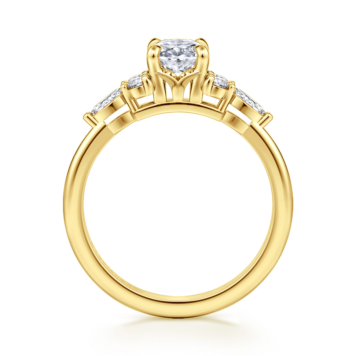 Avah - 14K Yellow Gold Oval Diamond Cluster Engagement Ring - 0.26 ct - Shot 2