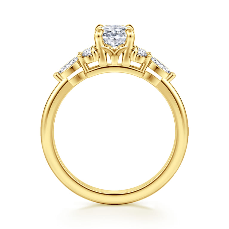 Avah - 14K Yellow Gold Oval Diamond Cluster Engagement Ring - 0.26 ct - Shot 2