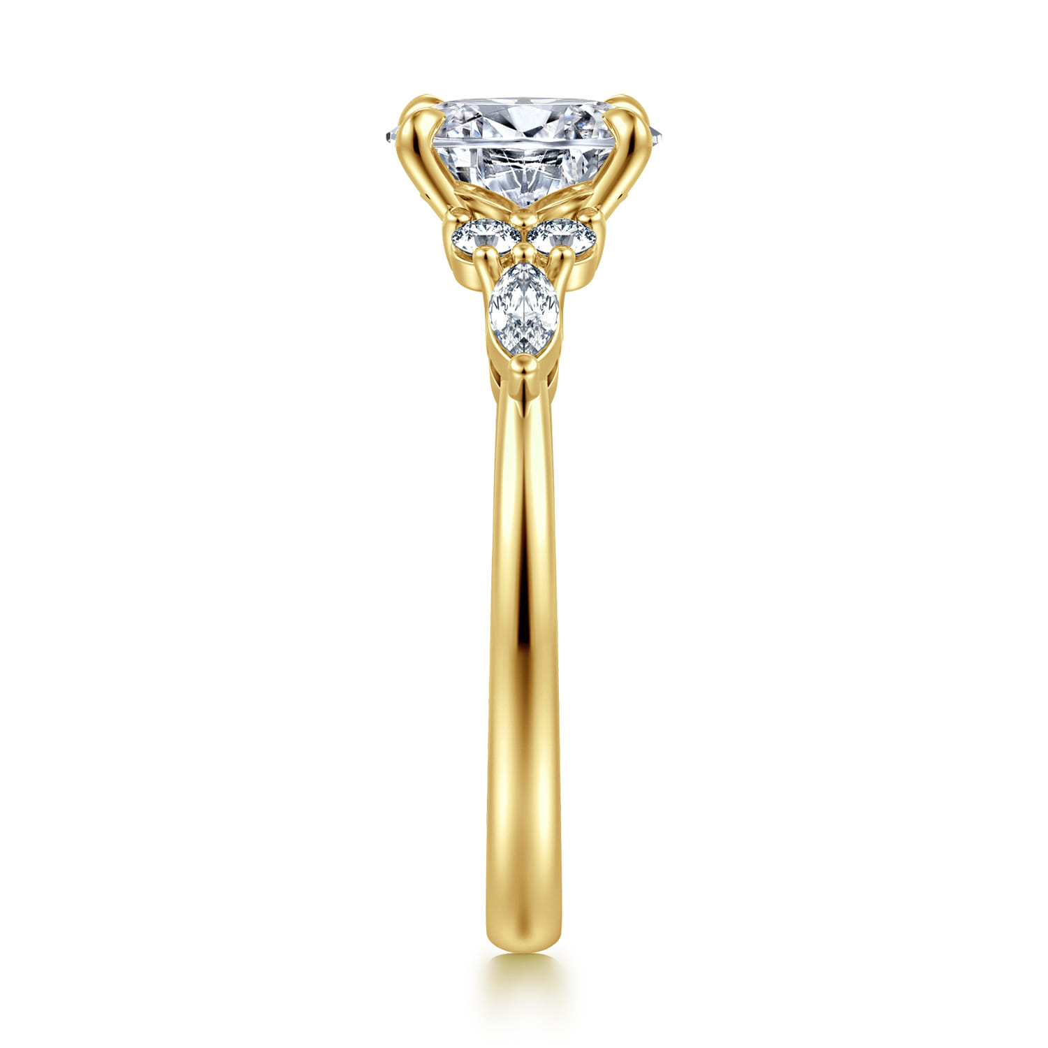 Avah - 14K Yellow Gold Oval Diamond Cluster Engagement Ring - 0.26 ct - Shot 4