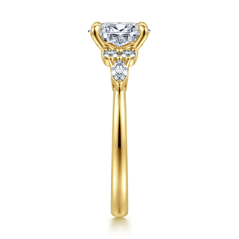 Avah - 14K Yellow Gold Oval Diamond Cluster Engagement Ring - 0.26 ct - Shot 4