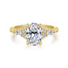 Avah - 14K Yellow Gold Oval Diamond Cluster Engagement Ring - 0.3 ct