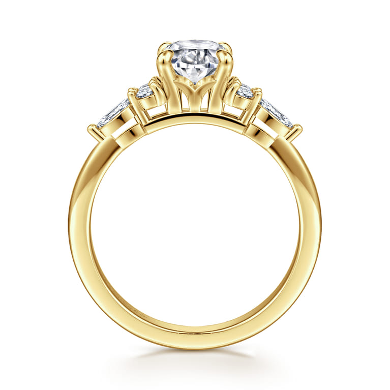 Avah - 14K Yellow Gold Oval Diamond Cluster Engagement Ring - 0.3 ct - Shot 2