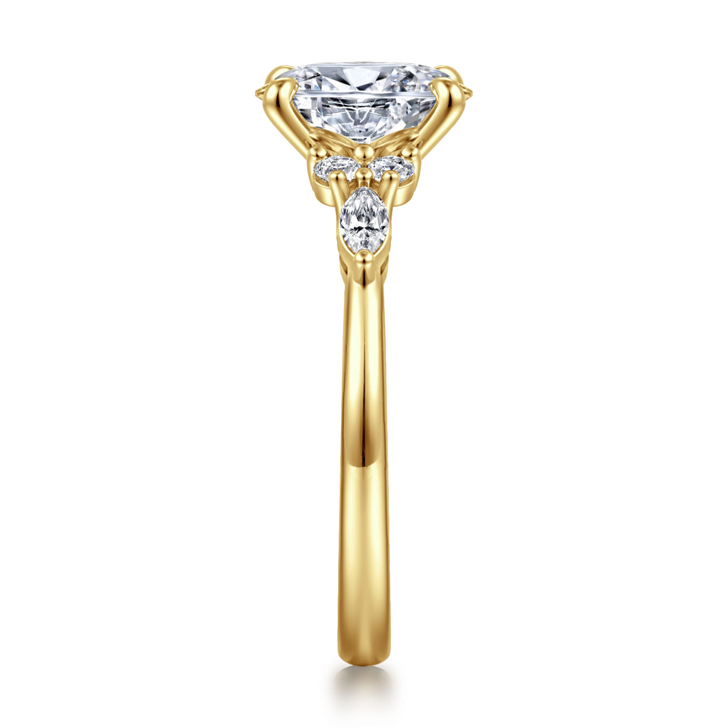 Avah - 14K Yellow Gold Oval Diamond Cluster Engagement Ring - 0.3 ct - Shot 4