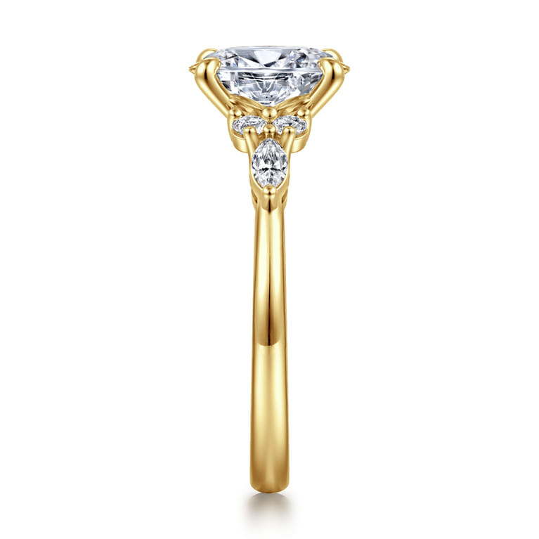 Avah - 14K Yellow Gold Oval Diamond Cluster Engagement Ring - 0.3 ct - Shot 4