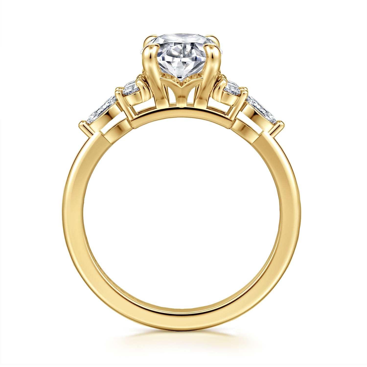 Avah - 14K Yellow Gold Oval Diamond Cluster Engagement Ring - 0.3 ct - Shot 2