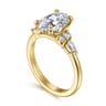 Avah - 14K Yellow Gold Oval Diamond Cluster Engagement Ring - 0.3 ct