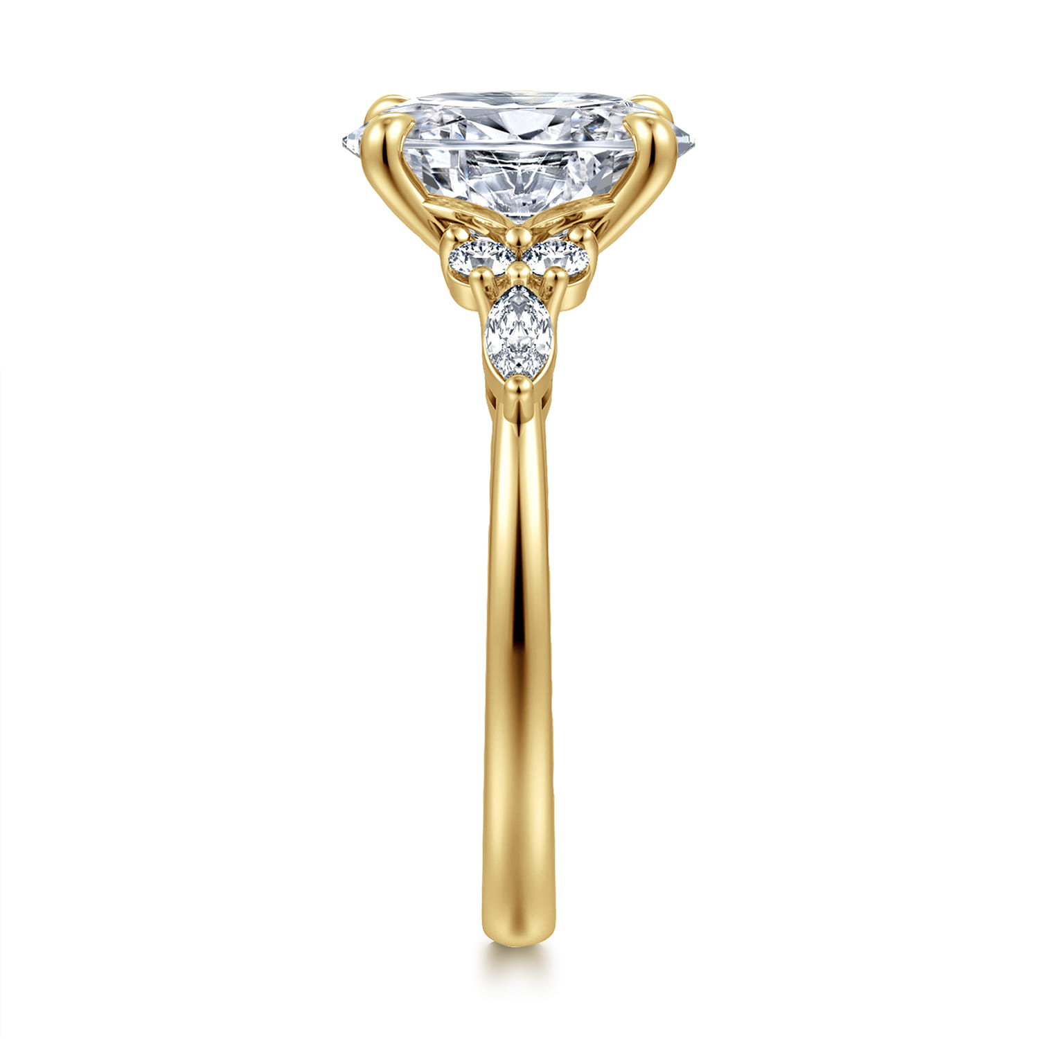 Avah - 14K Yellow Gold Oval Diamond Cluster Engagement Ring - 0.3 ct - Shot 5