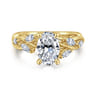Charlina - 14K Yellow Gold Floral Oval Diamond Engagement Ring - 0.35 ct