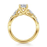 Charlina - 14K Yellow Gold Floral Oval Diamond Engagement Ring - 0.35 ct