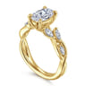 Charlina - 14K Yellow Gold Floral Oval Diamond Engagement Ring - 0.35 ct