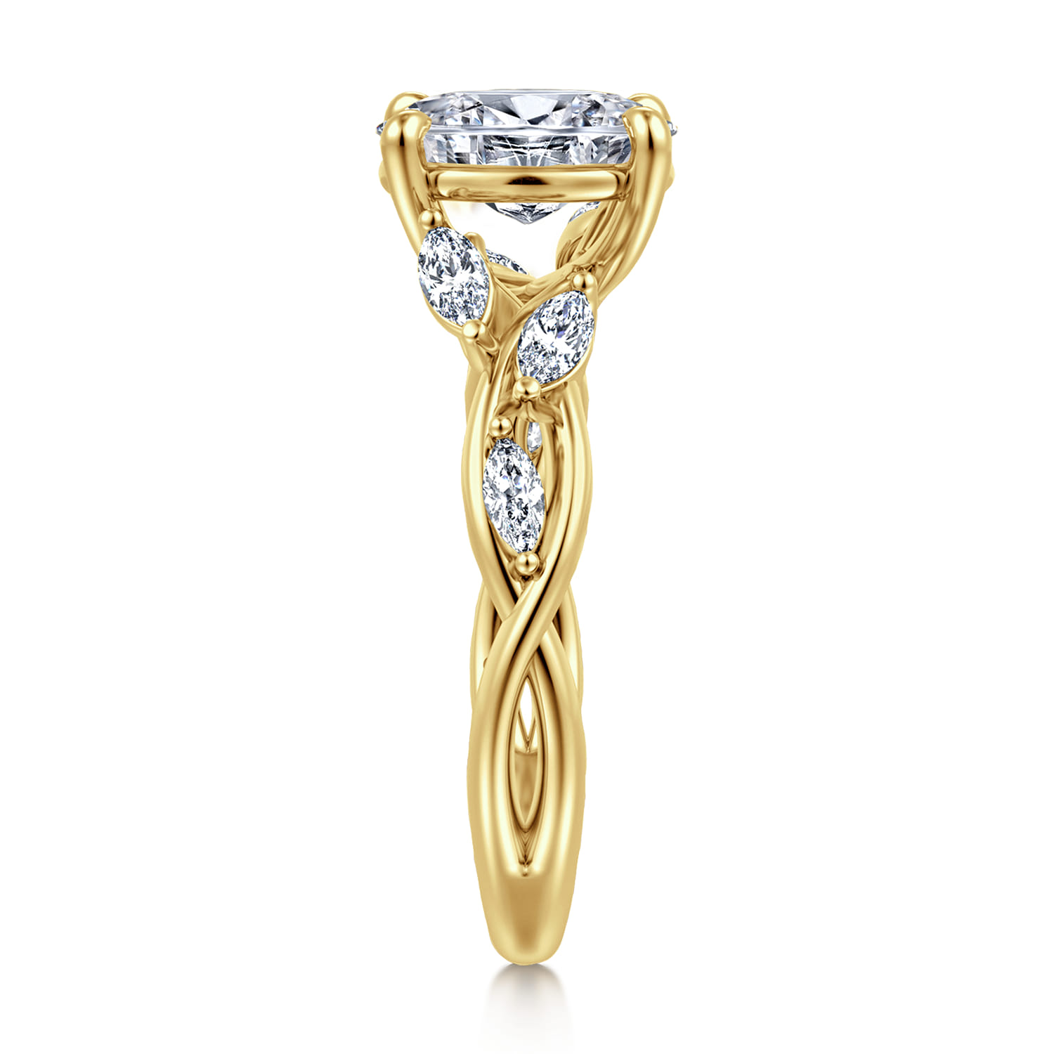 Charlina - 14K Yellow Gold Floral Oval Diamond Engagement Ring - 0.35 ct - Shot 4