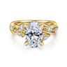 Charlina - 14K Yellow Gold Floral Oval Diamond Engagement Ring - 0.35 ct