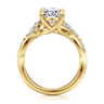 Charlina - 14K Yellow Gold Floral Oval Diamond Engagement Ring - 0.35 ct