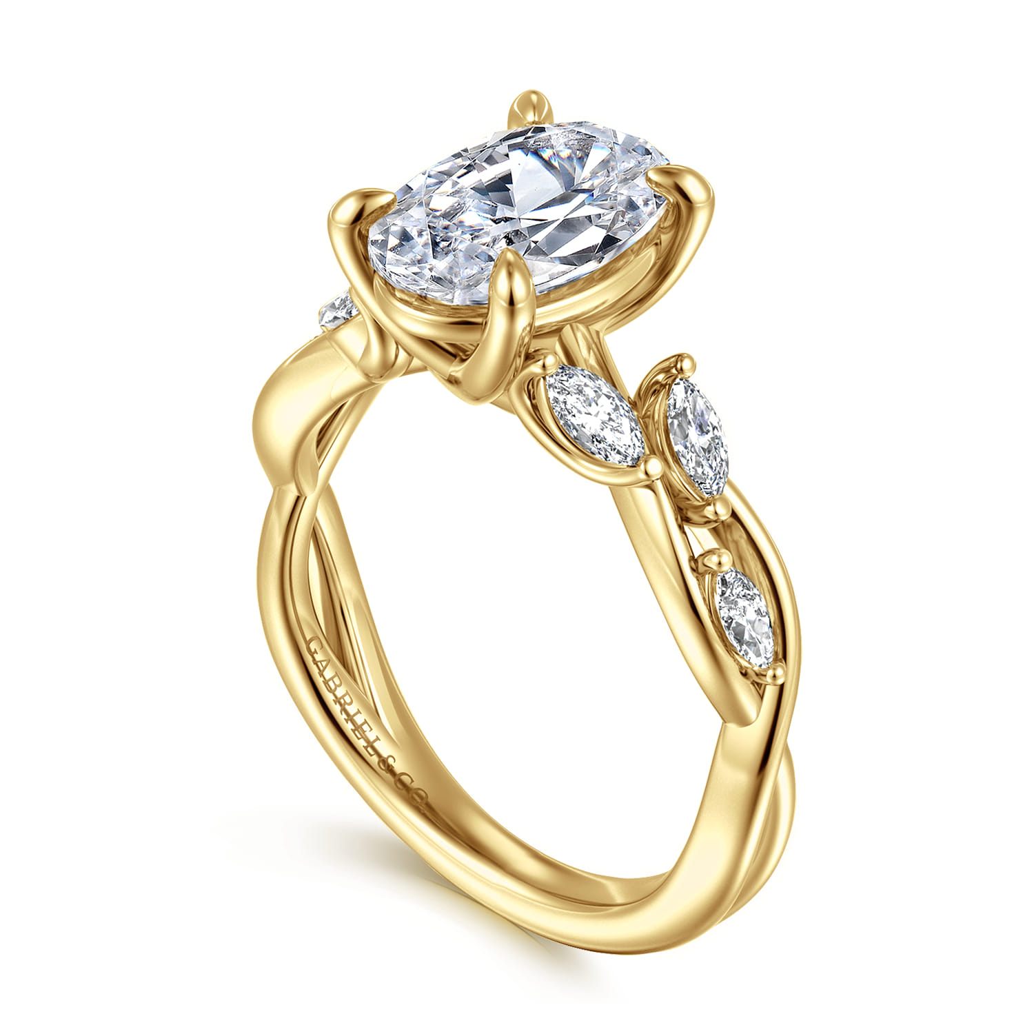 Charlina - 14K Yellow Gold Floral Oval Diamond Engagement Ring - 0.35 ct - Shot 3