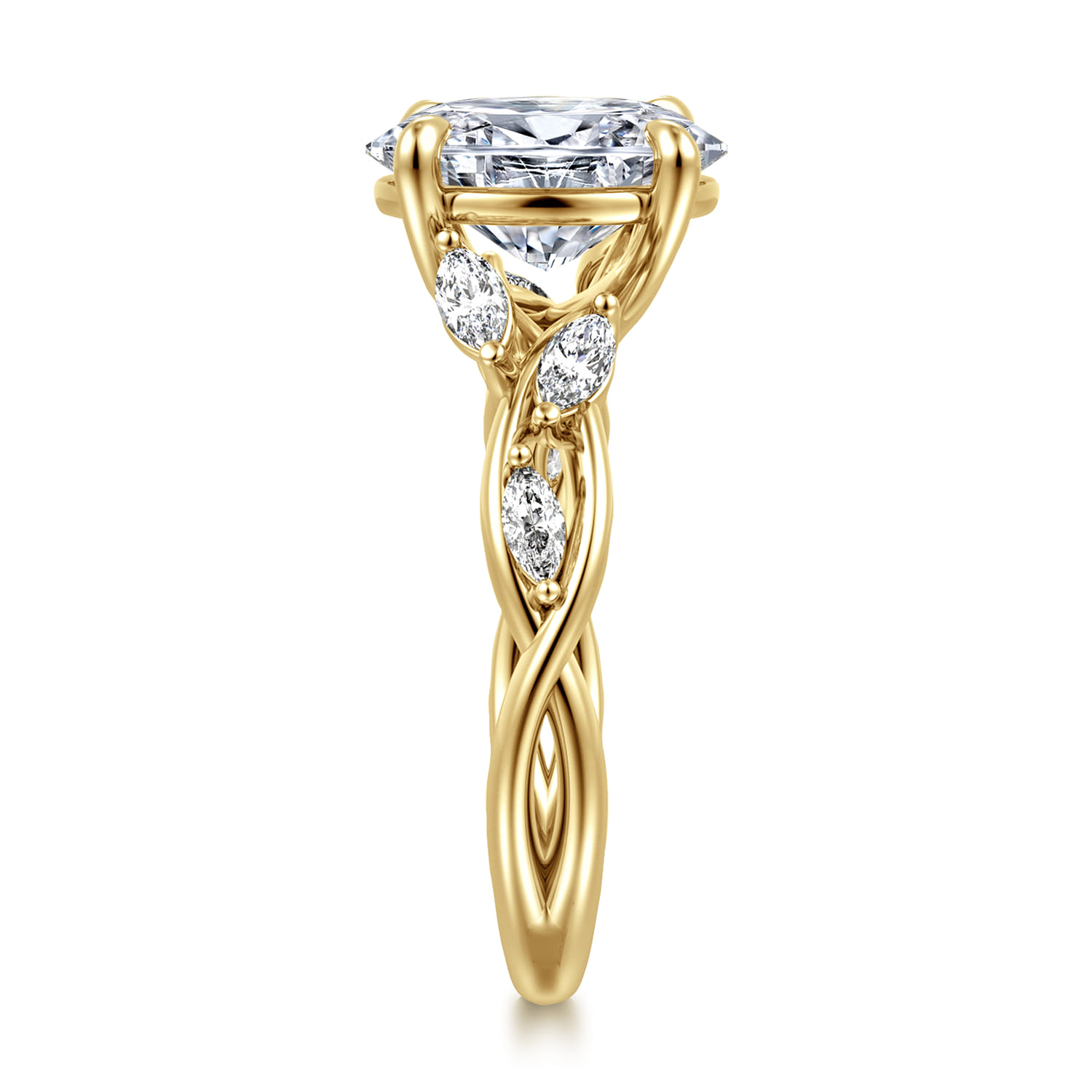 Charlina - 14K Yellow Gold Floral Oval Diamond Engagement Ring - 0.35 ct - Shot 4