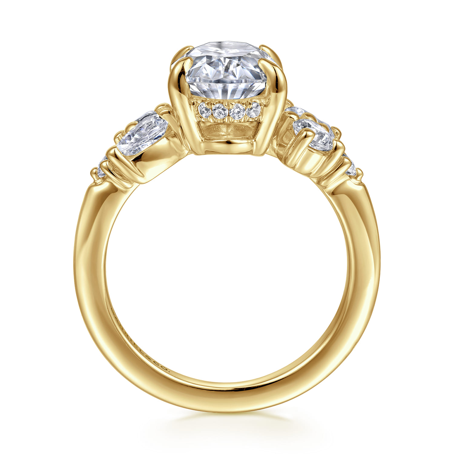 Willa - 14K Yellow Gold Asymmetrical Burst Oval Diamond Engagement Ring - 0.9 ct - Shot 2