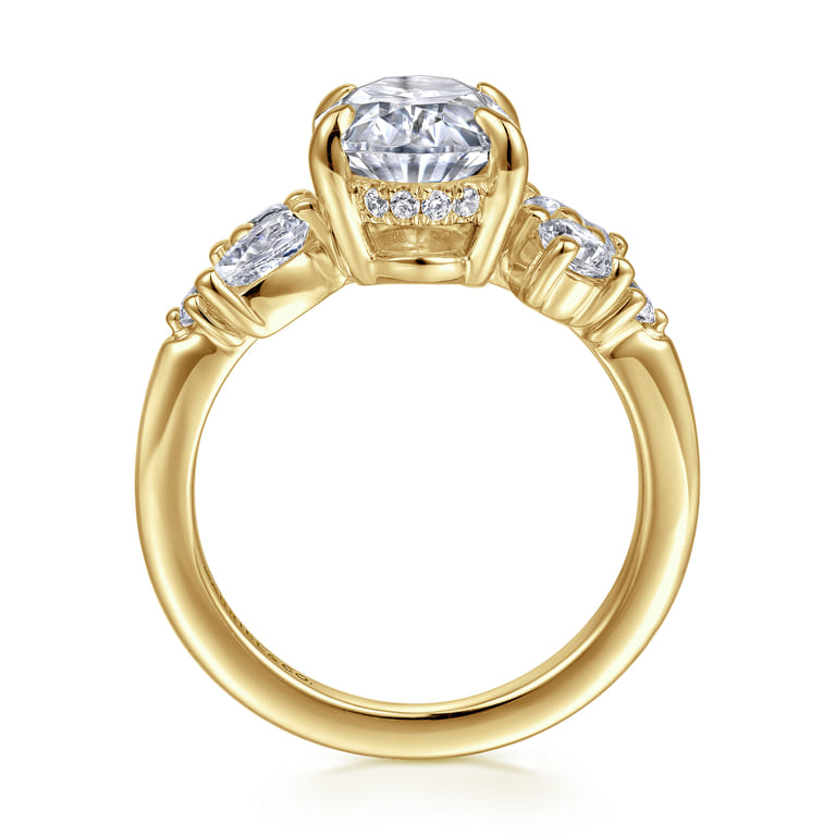 Willa - 14K Yellow Gold Asymmetrical Burst Oval Diamond Engagement Ring - 0.9 ct - Shot 2