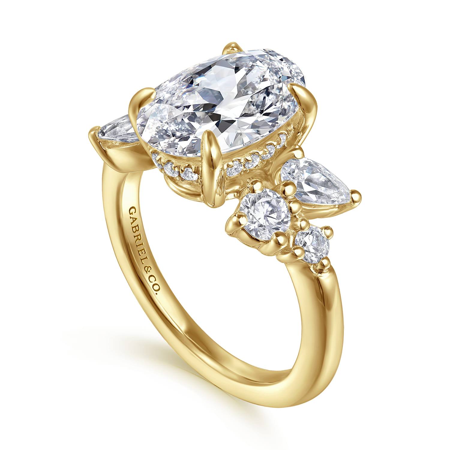 Willa - 14K Yellow Gold Asymmetrical Burst Oval Diamond Engagement Ring - 0.9 ct - Shot 3