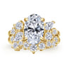 Willa - 14K Yellow Gold Asymmetrical Burst Oval Diamond Engagement Ring - 0.9 ct