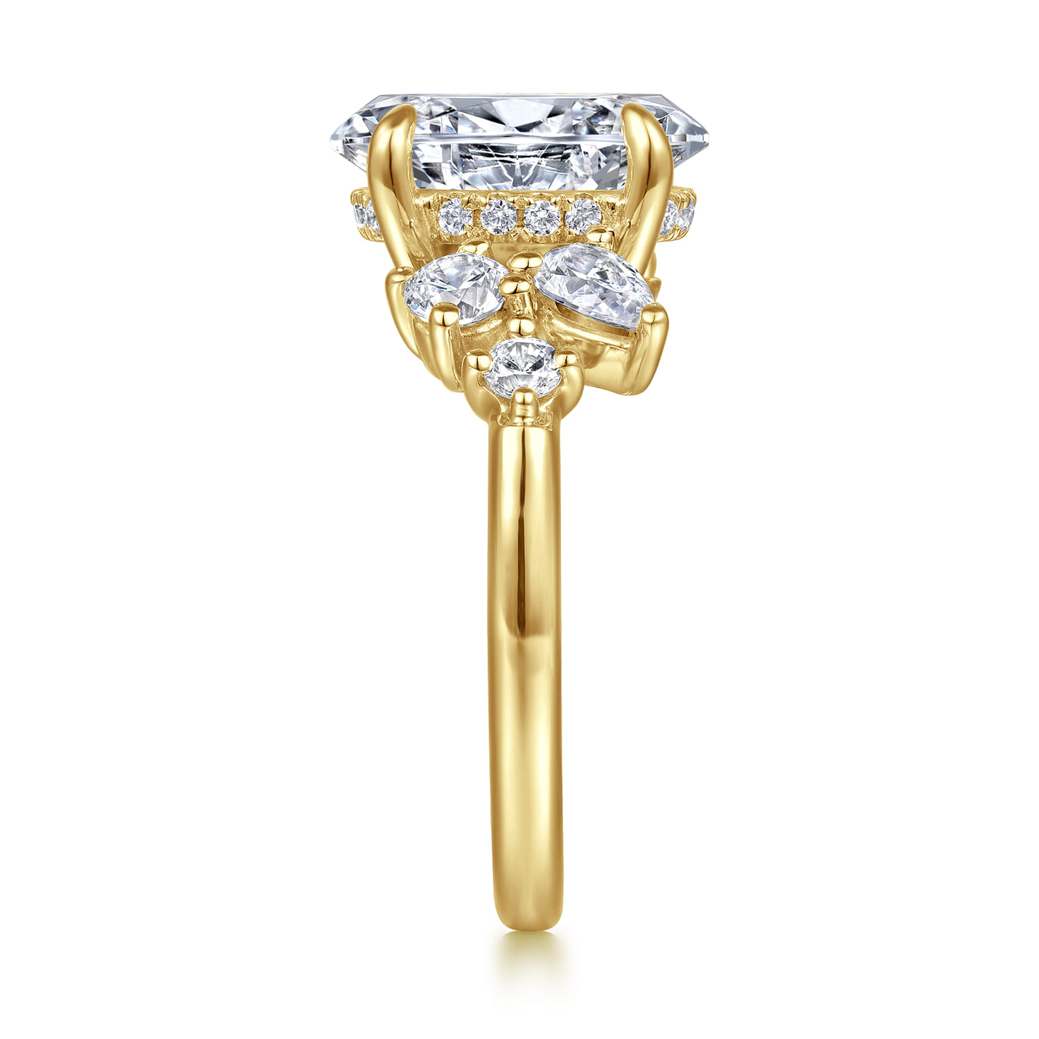 Willa - 14K Yellow Gold Asymmetrical Burst Oval Diamond Engagement Ring - 0.9 ct - Shot 5