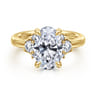 Mattie - 14K Yellow Gold Oval Lotus Diamond Engagement Ring - 0.5 ct