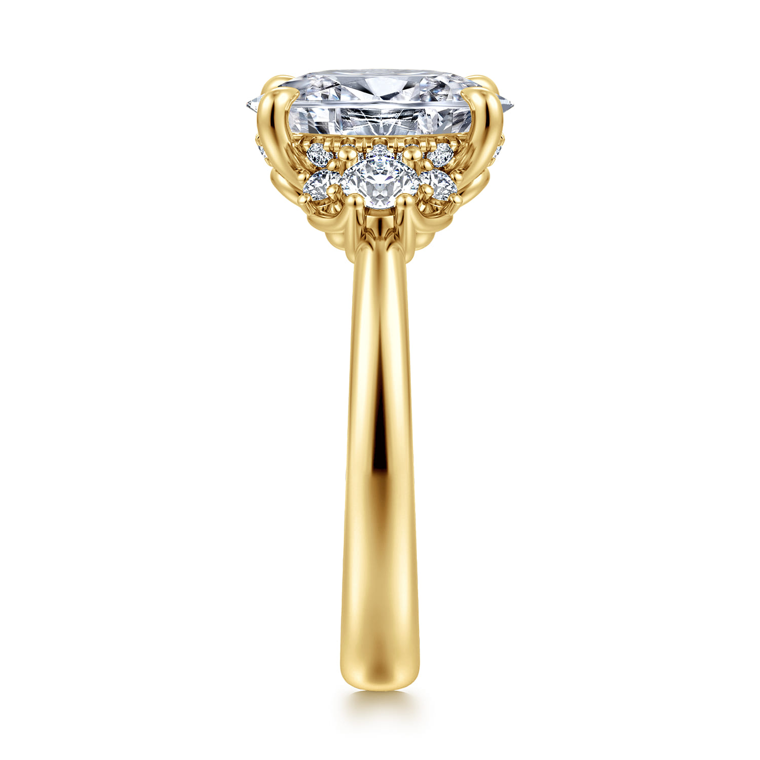 Mattie - 14K Yellow Gold Oval Lotus Diamond Engagement Ring - 0.5 ct - Shot 4