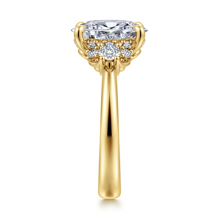 Mattie - 14K Yellow Gold Oval Lotus Diamond Engagement Ring - 0.5 ct - Shot 4