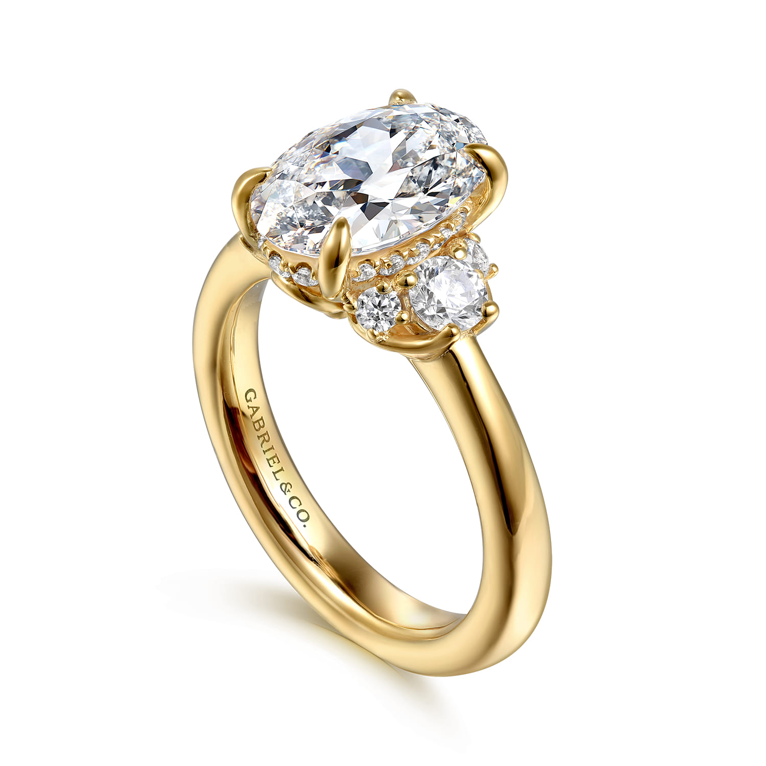Mattie - 14K Yellow Gold Oval Lotus Diamond Engagement Ring - 0.5 ct - Shot 3