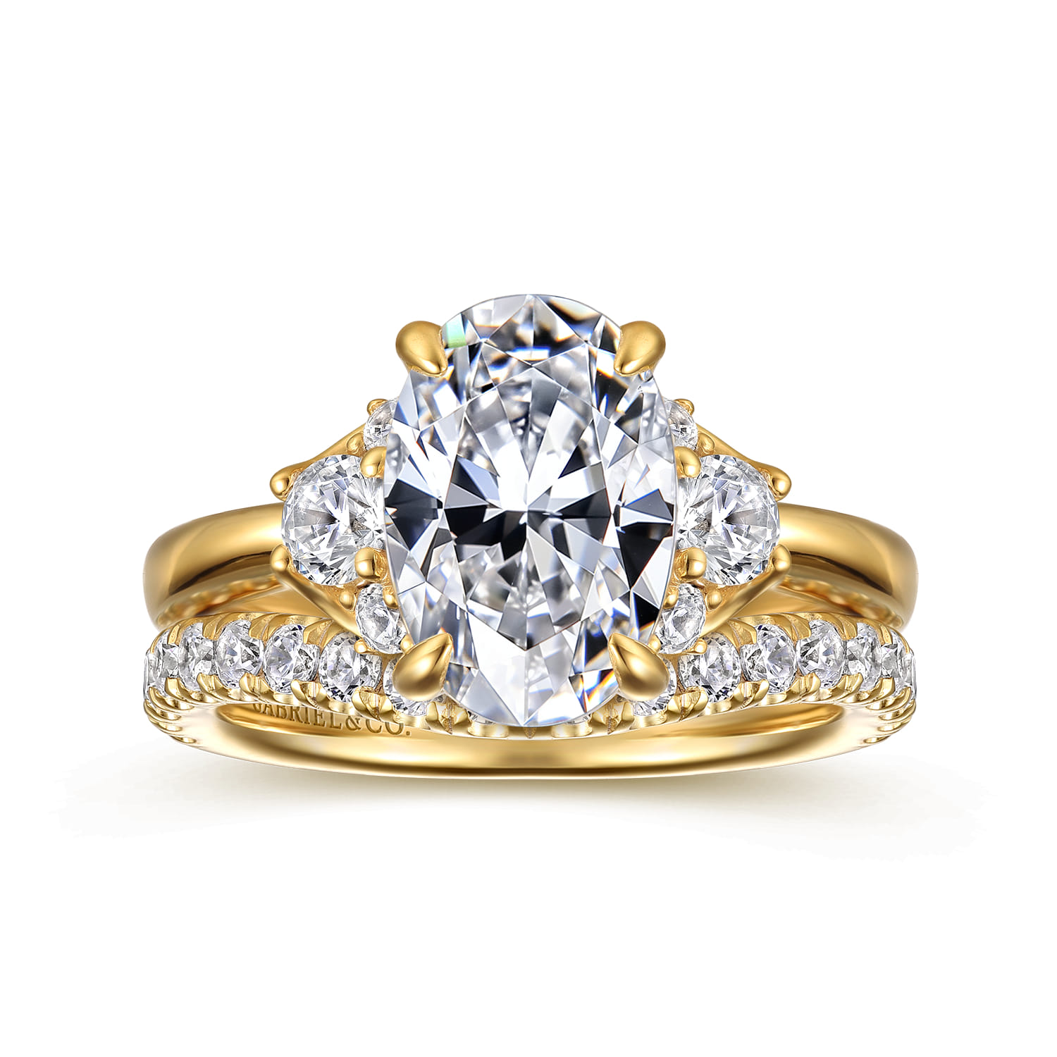 Mattie - 14K Yellow Gold Oval Lotus Diamond Engagement Ring - 0.5 ct - Shot 4