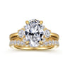 Mattie - 14K Yellow Gold Oval Lotus Diamond Engagement Ring - 0.5 ct