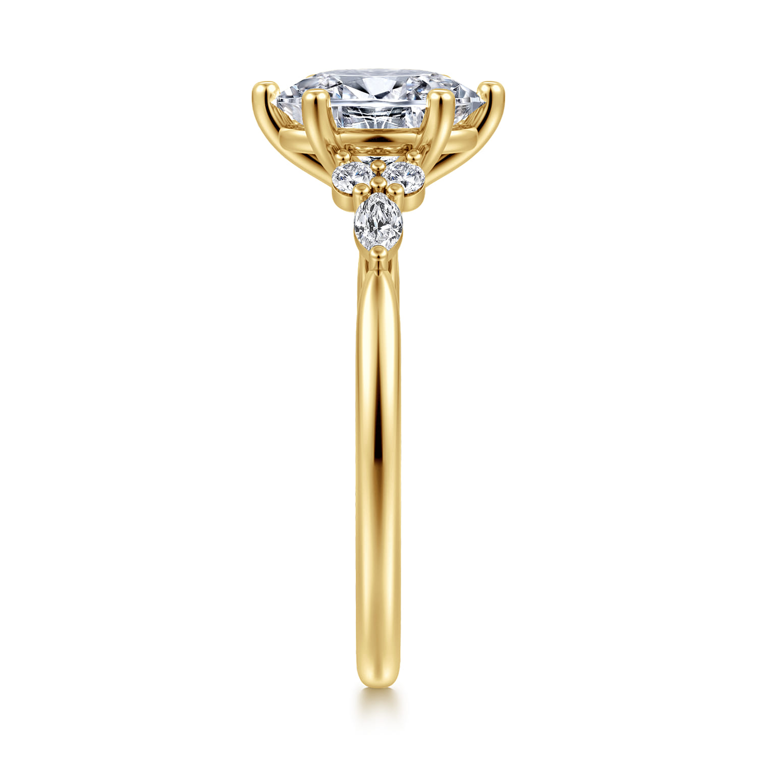 Arletta - 14K Yellow Gold 6 Prong Oval Shape Diamond Engagement Ring - 0.18 ct - Shot 4