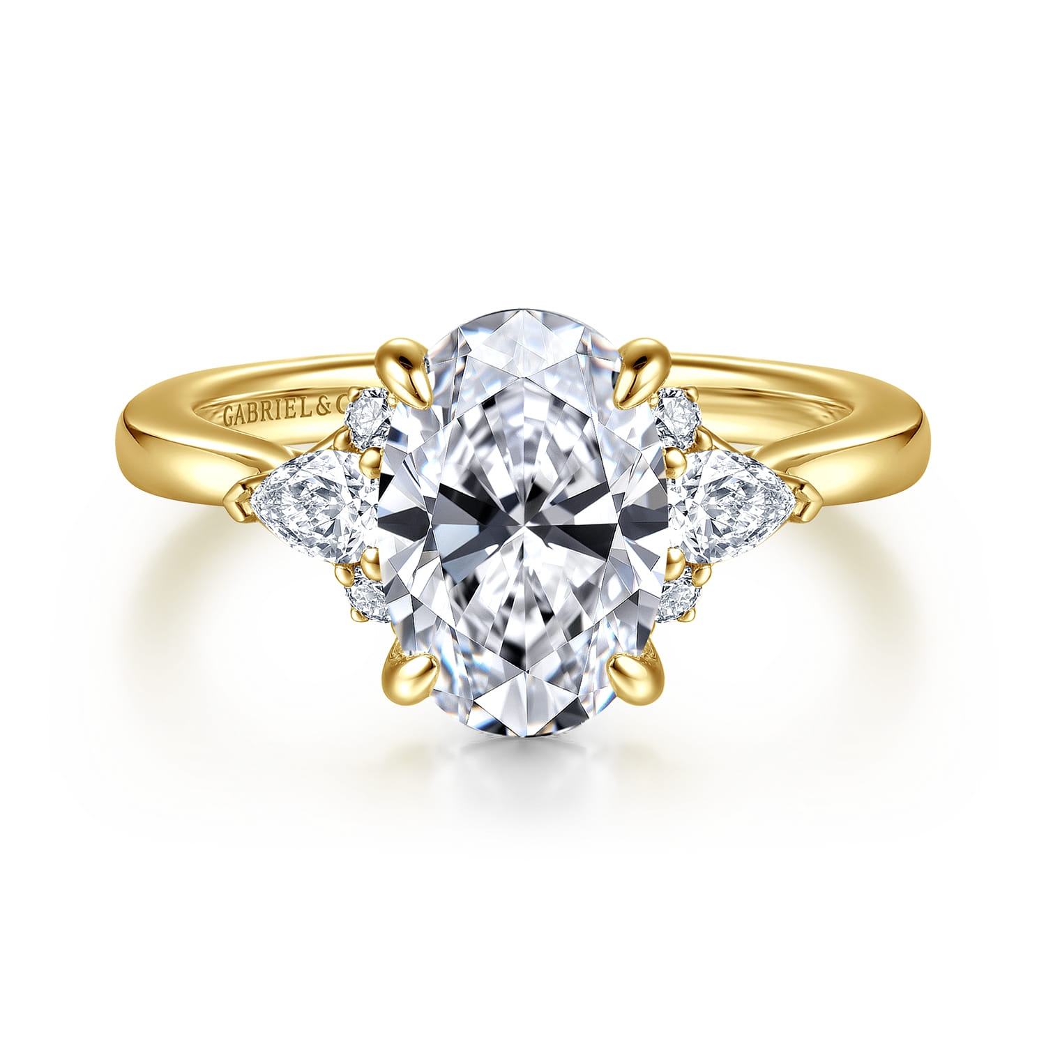 Boa - 14K Yellow Gold Oval Three Stone Diamond Engagement Ring - 0.3 ct - Shot 1